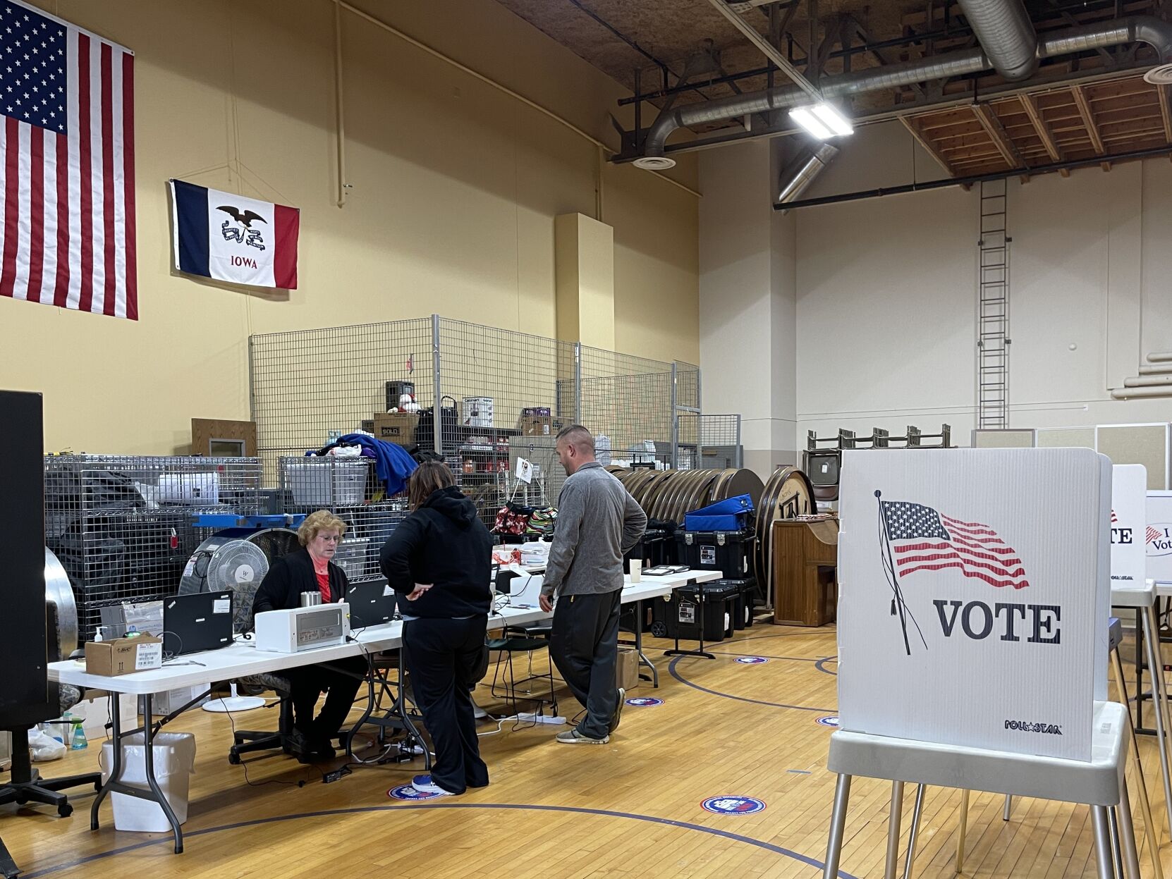 Voting at the administration building